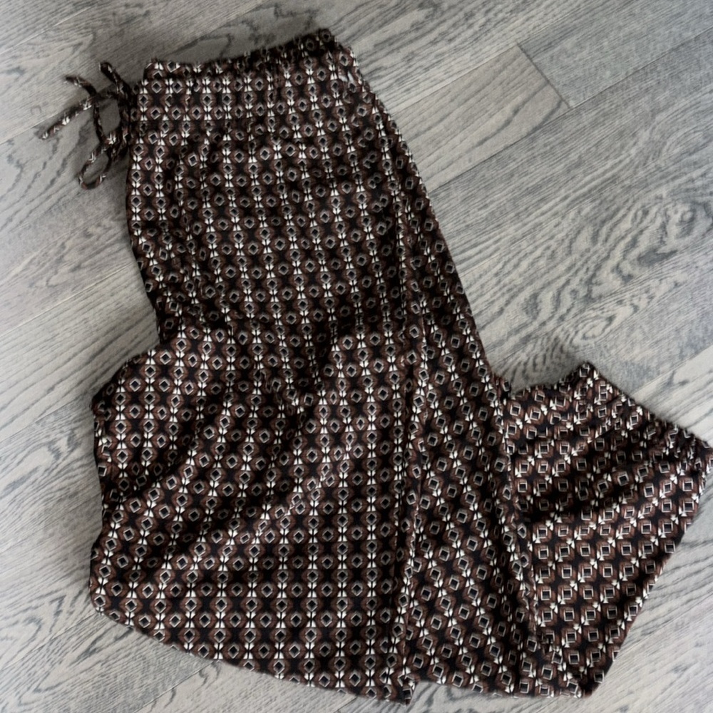 Monogram Brown Patterned drawstrings Jogger Pants Sz XL - Picture 9 of 10